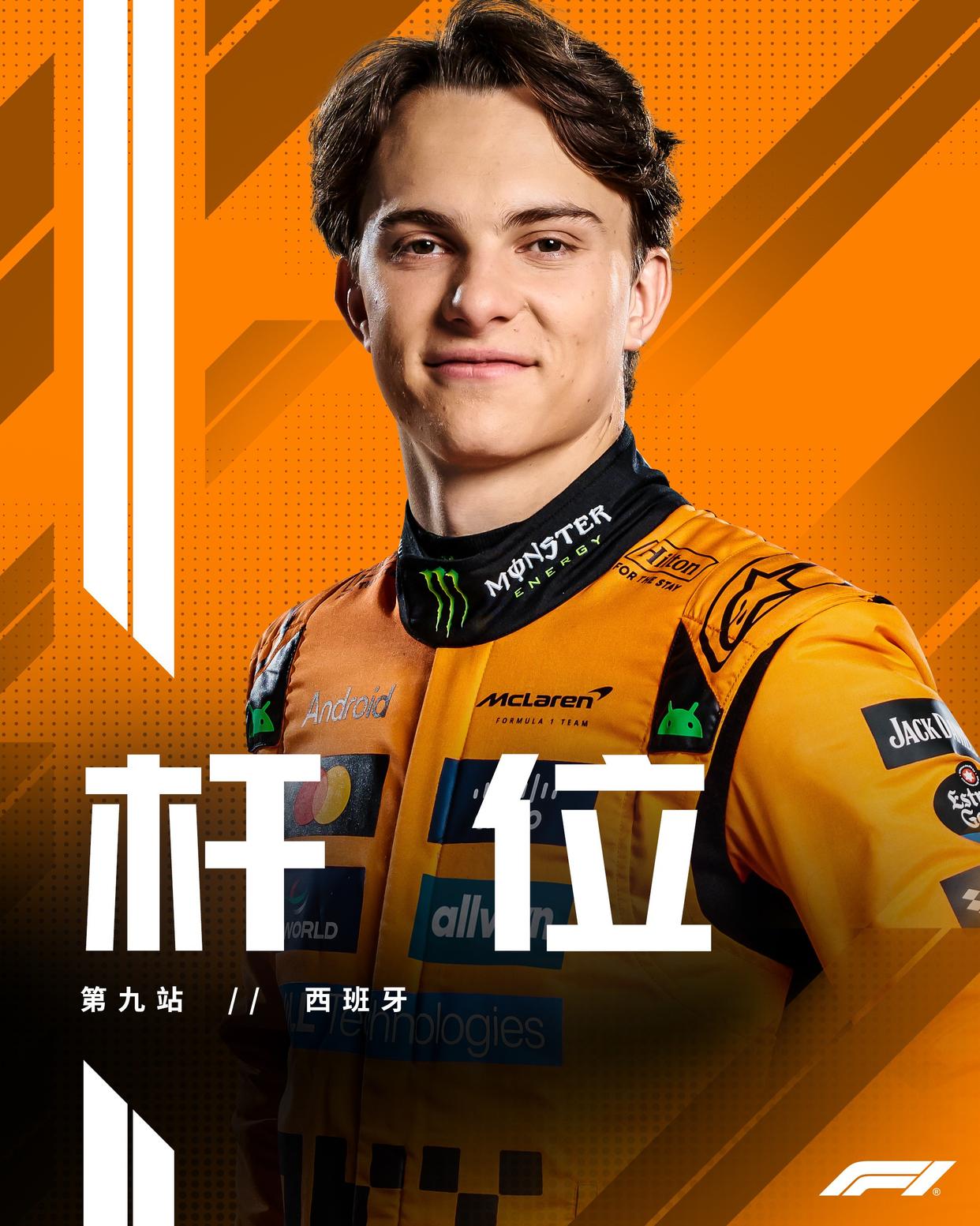F1西班牙站排位赛：皮亚斯特里领跑，维斯塔潘第三，角田小将垫底